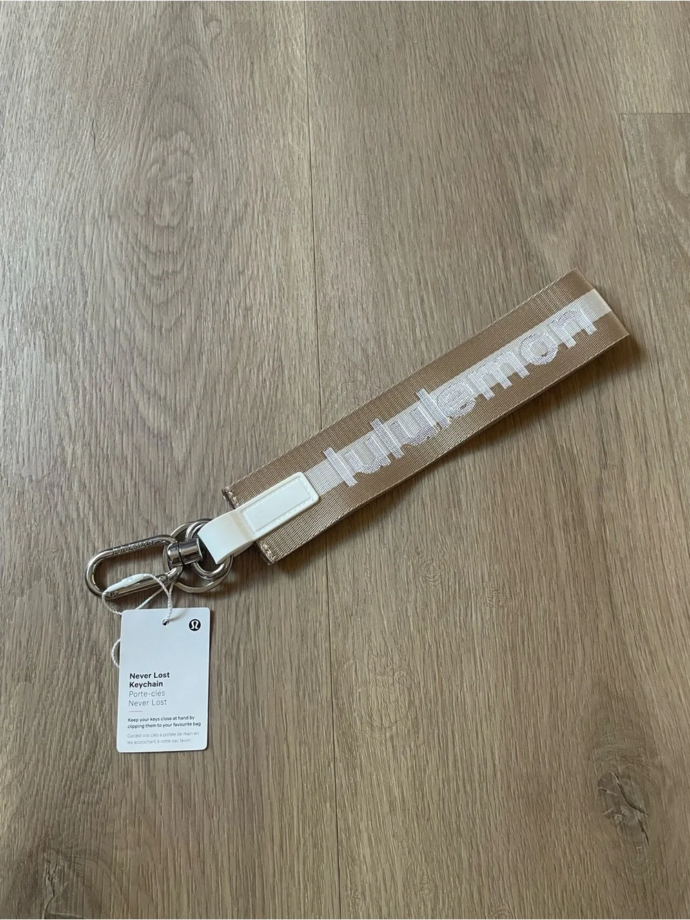 lululemon athletica Never Lost Keychain Strap - Tan with White Logo